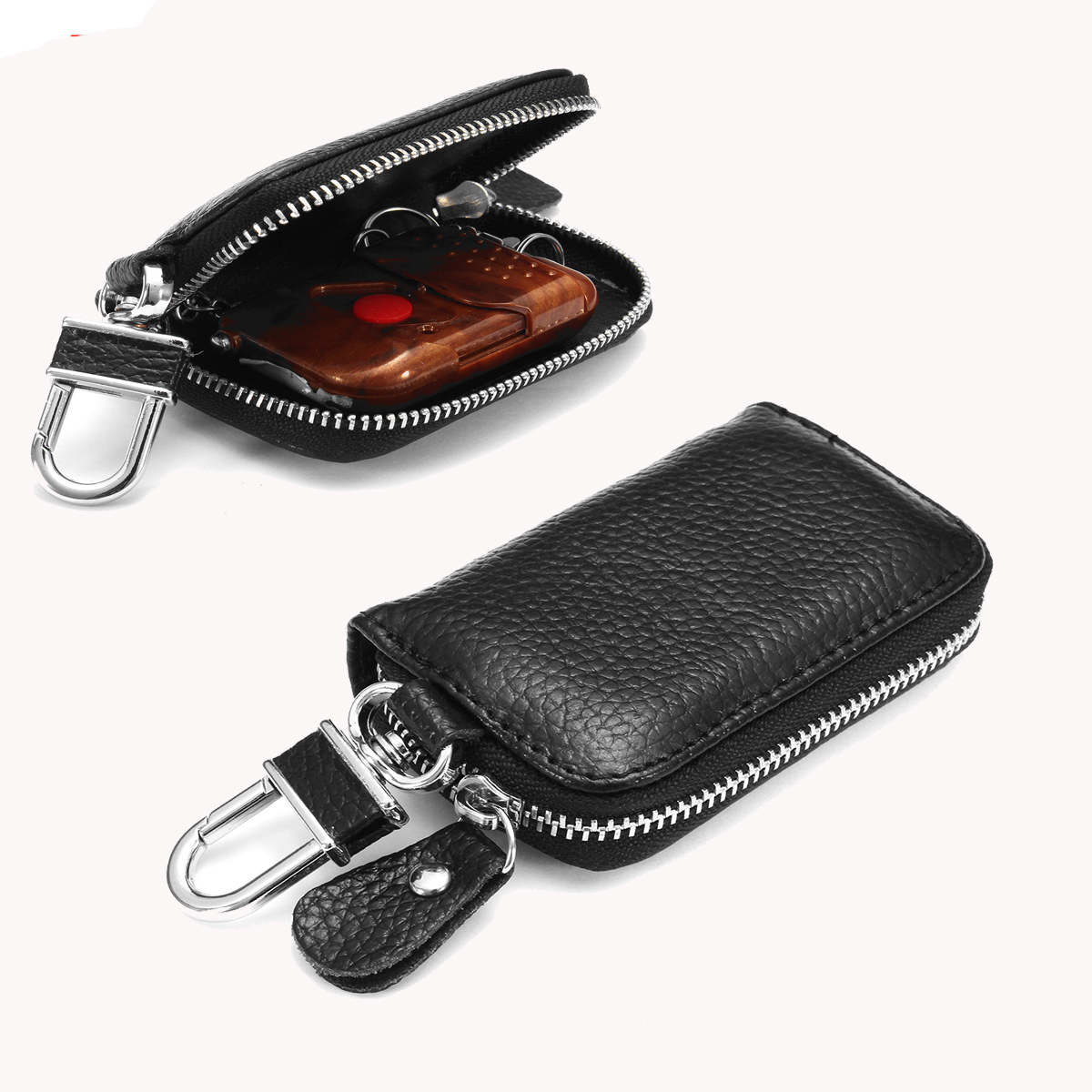 Universal-Car-PU-Leather-Smart-Remote-Key-Case-Holder-Bags-Fob-Black-1380109