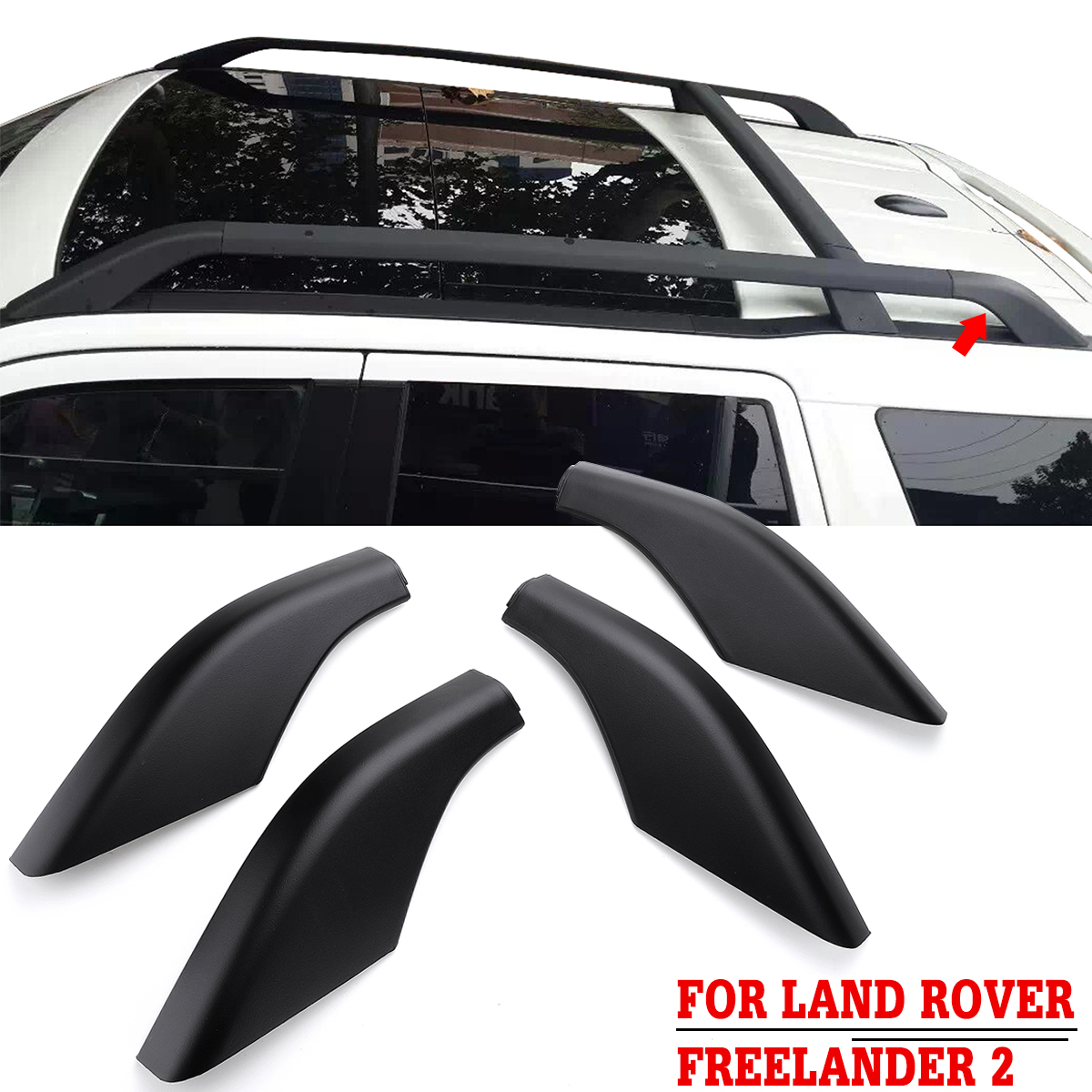 4PCS-Roof-Rack-Rail-End-Cover-Shell-Replace-Black-For-Land-Rover-Freelander-2-1677659