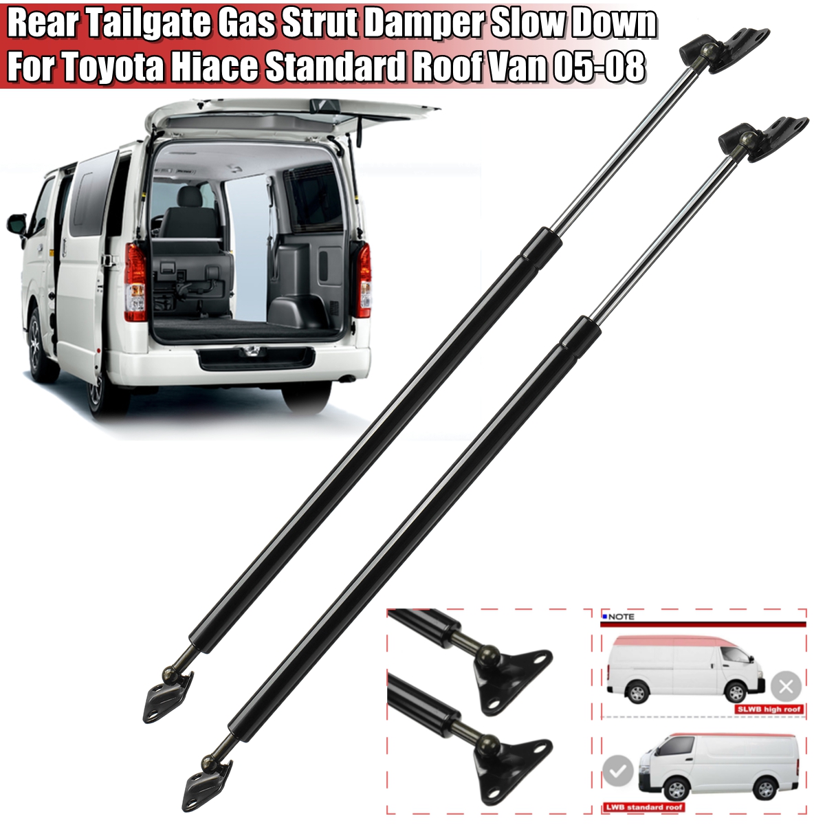 Pair-Rear-Tailgate-Gas-Strut-Damper-Slow-Down-For-Toyota-Hiace-Standard-Roof-Van-2005-2008-1817389