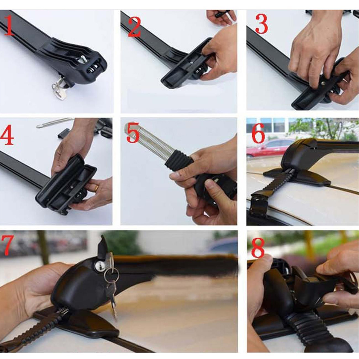 Pair-Universal-Roof-Rack-Cross-Bars-Luggage-Carrier-WRubber-Gasket-For-4dr-Car-1523284