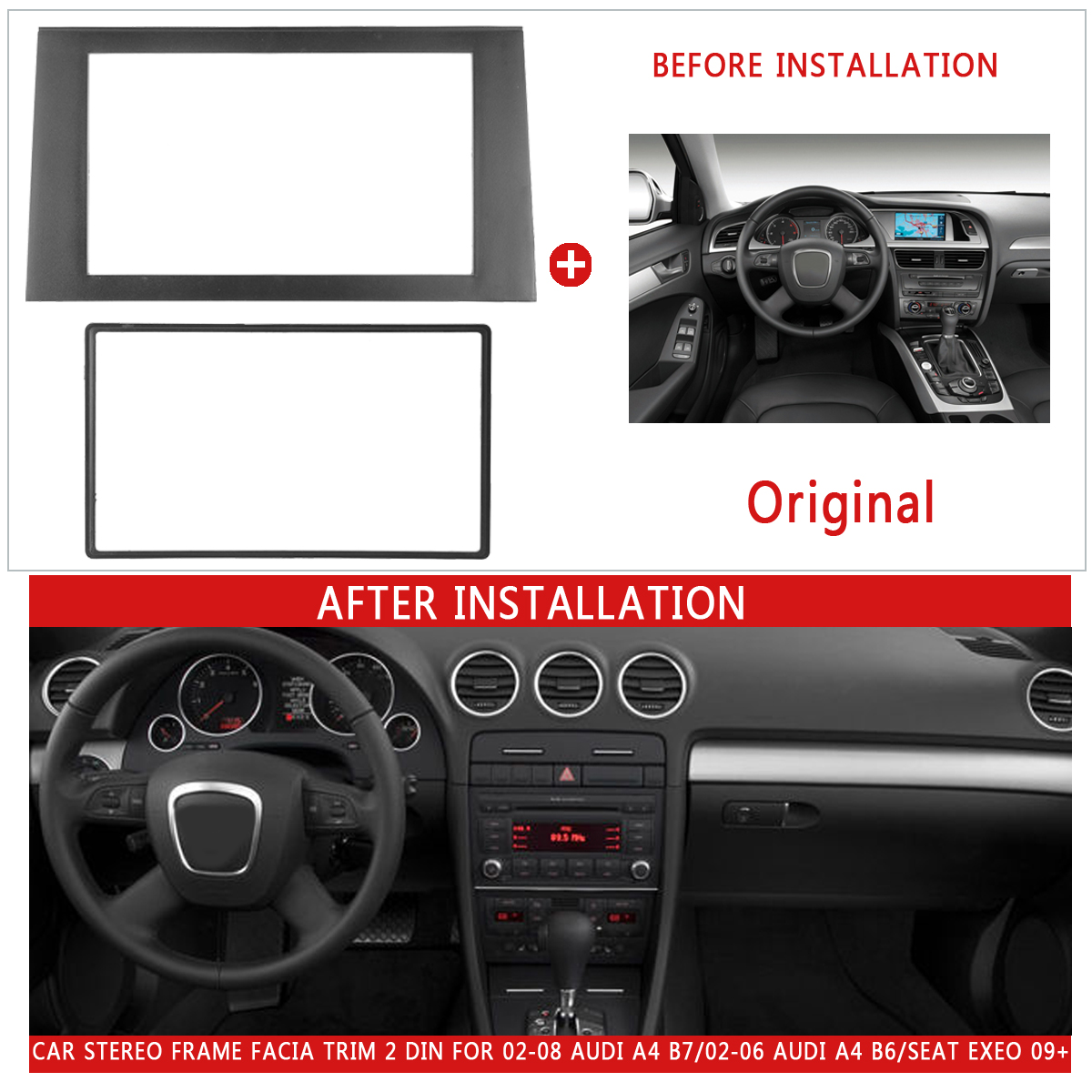 2-DIN-Car-Stereo-Radio-Fascia-Panel-Plate-Frame-Adaptor-CD-Trim-Dash-Mount-Kit-For-2002-2008-Audi-A4-1526054