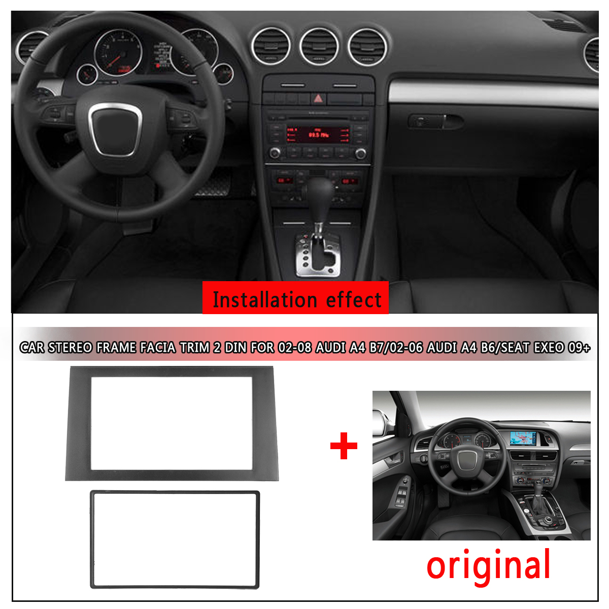 2-DIN-Car-Stereo-Radio-Fascia-Panel-Plate-Frame-Adaptor-CD-Trim-Dash-Mount-Kit-For-2002-2008-Audi-A4-1526054