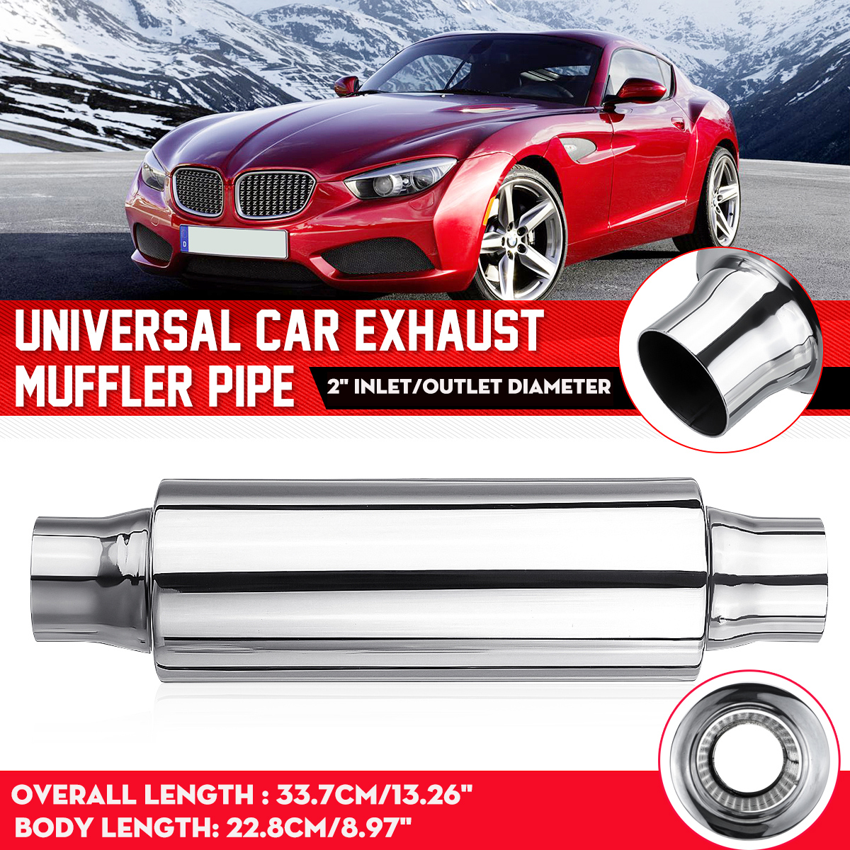 2-InOutlet-13-Long-Car-Turbo-Exhaust-Muffler-Resonator-Siliencer-Stainless-1596584