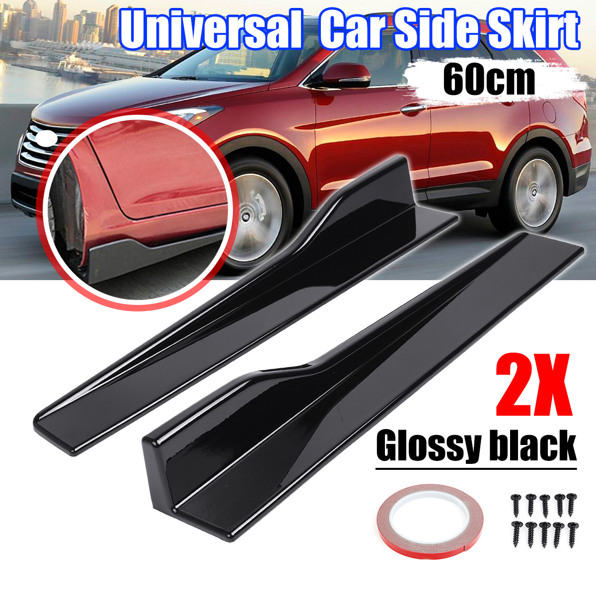 2-X-Universal-Car-Glossy-Black-Side-Skirt-Rocker-Splitters-Canard-Diffuser-Winglet-Wing-1552400