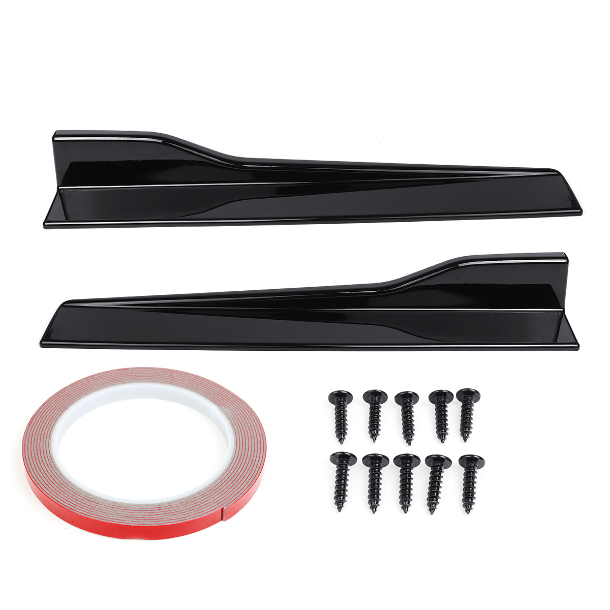 2-X-Universal-Car-Glossy-Black-Side-Skirt-Rocker-Splitters-Canard-Diffuser-Winglet-Wing-1552400