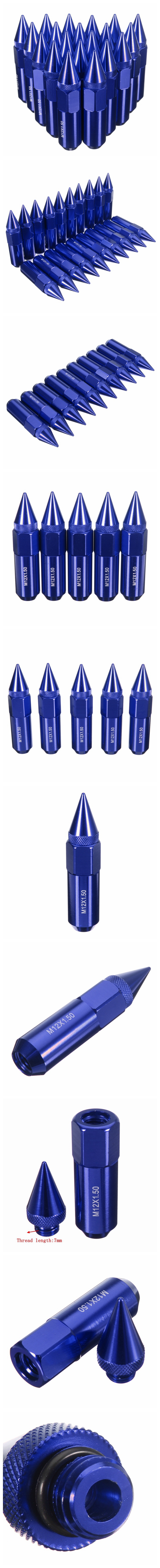 20pcs-M12X15-Aluminum-60mm-Car-Wheels-Rims-Lug-Nuts-Spiked-Extended-Tuner-1065333