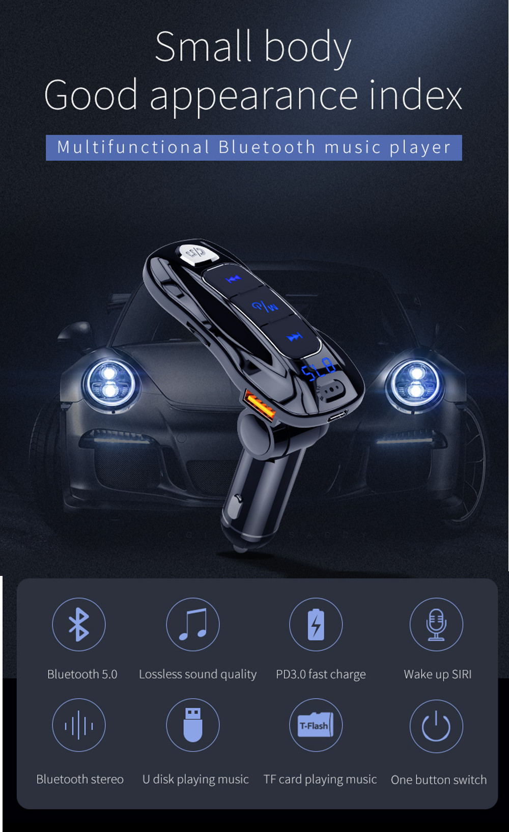 3BC55-bluetooth50-Wireless-Car-Charger-Multifunctional-Vehicle-Card-Mp3-Player-Handsfree-1629777