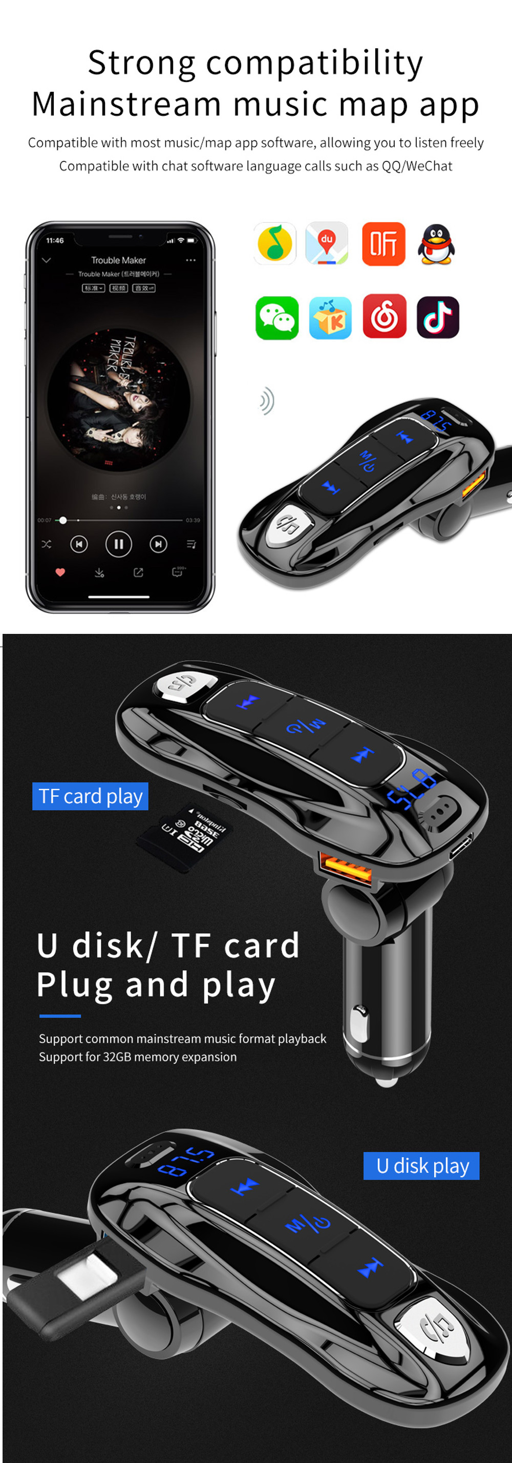 3BC55-bluetooth50-Wireless-Car-Charger-Multifunctional-Vehicle-Card-Mp3-Player-Handsfree-1629777