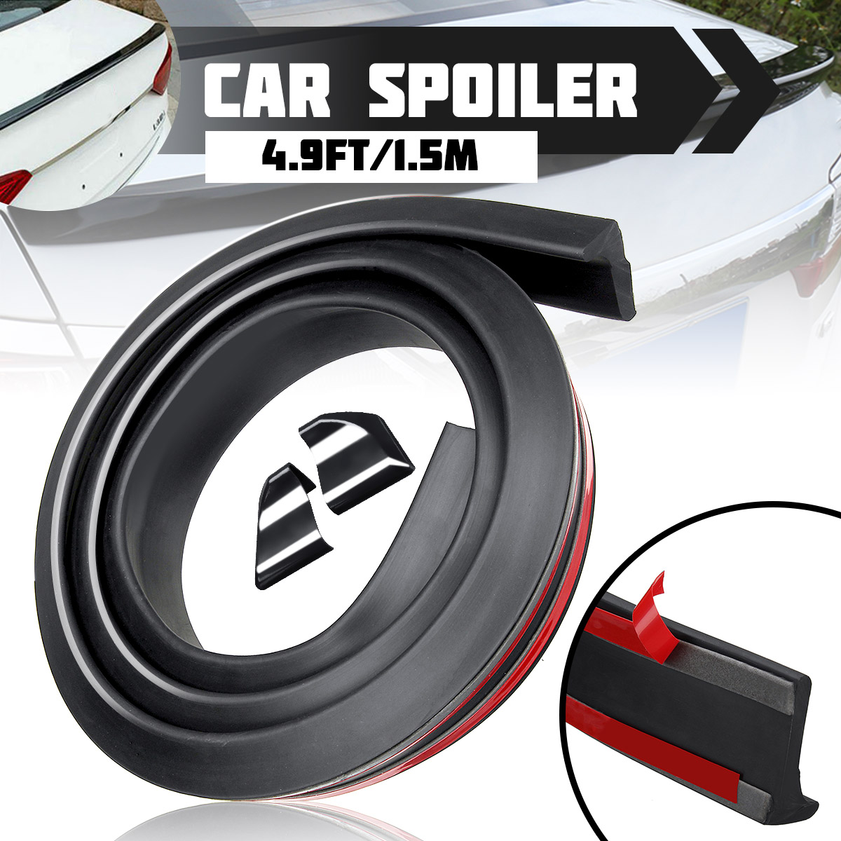 49ft15M-Universal-Black-Auto-Car-Rear-Roof-Trunk-Spoiler-Wing-Lip-Sticker-Kit-1581658
