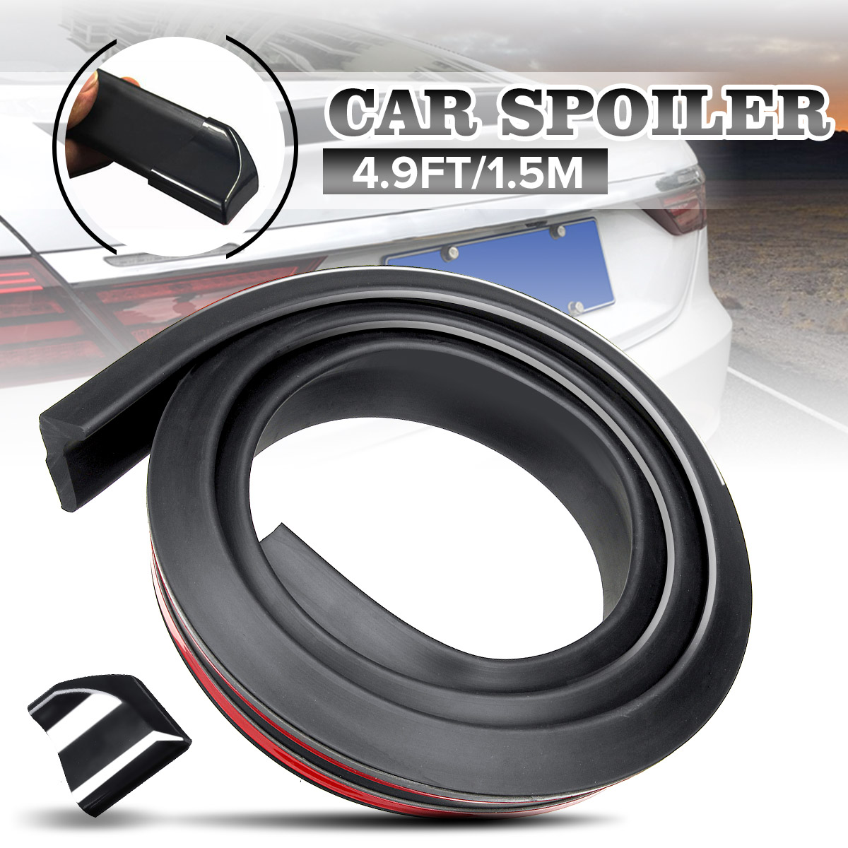 49ft15M-Universal-Black-Auto-Car-Rear-Roof-Trunk-Spoiler-Wing-Lip-Sticker-Kit-1581658
