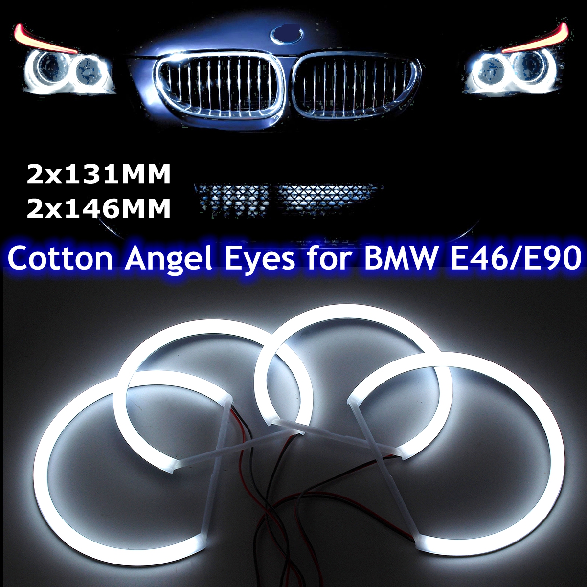 4PCS-131146mm-Cotton-Light-White-LED-Angel-Eye-Halo-Ring-Headlights-For-BMW-E46-1640219