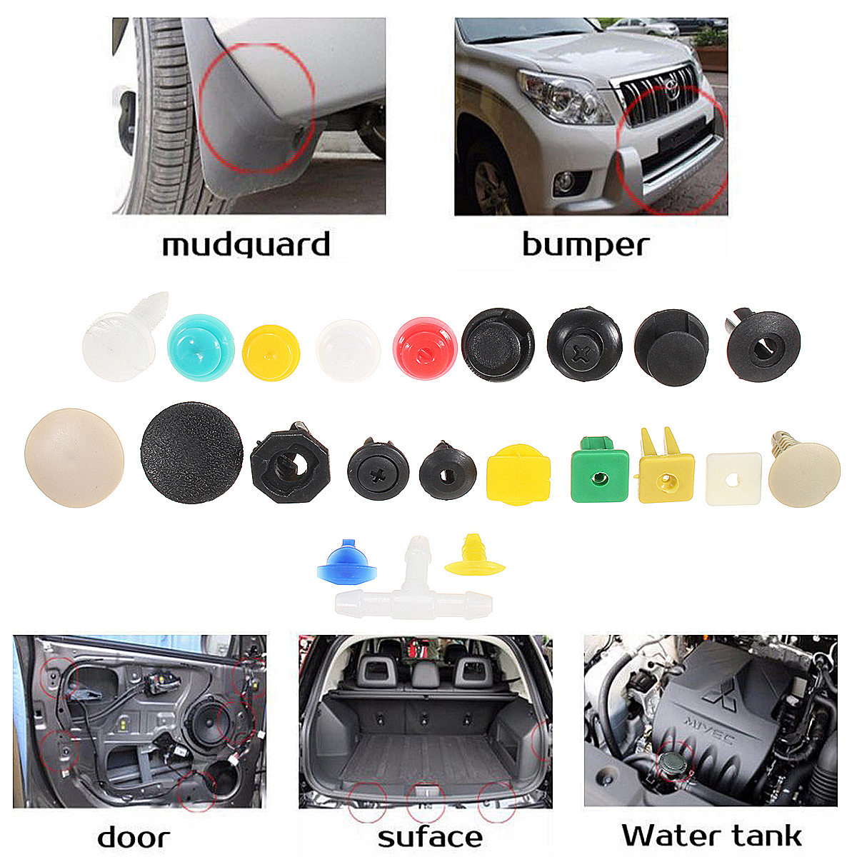 500pc-Push-Pin-Mixed-Door-Trim-Panel-Clip--Fastener-Bumper-Rivet-Retainer-1682305