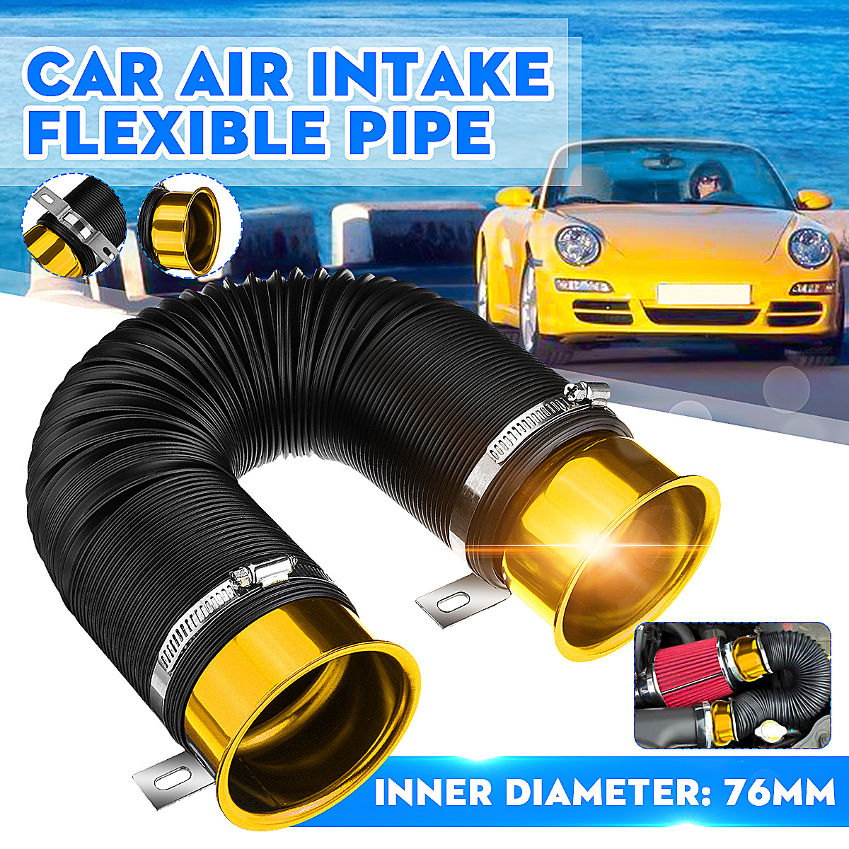 76mm-1M-Car-Air-Intake-Cold-Pipe-Flexible-Duct-Feed-Hose-Induction-Kit-Filter-UK-1646837