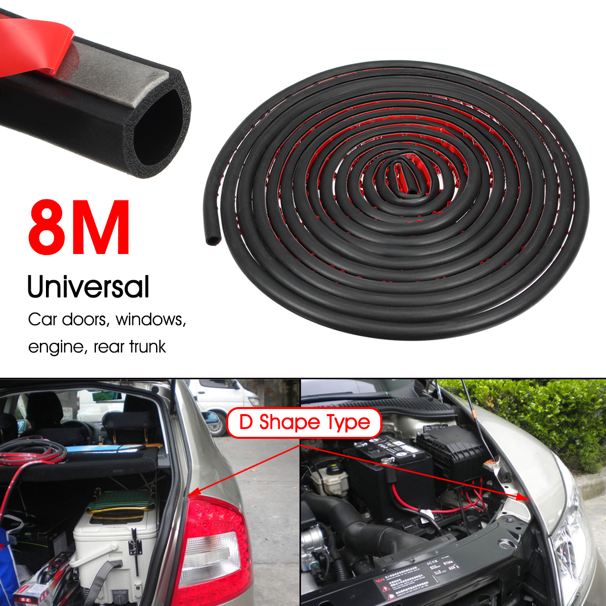 8M-Large-D-Shape-Sealing-Strip-Car-Door-Window-Trim-Edge-Moulding-Rubber-Black-1551720