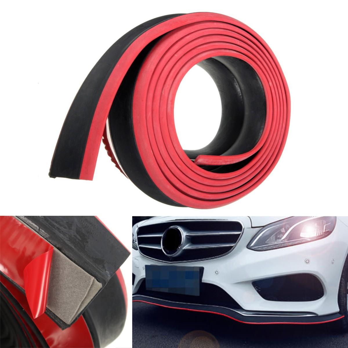 98x2inch Black Red Car Front Bumper Protector Rubber Auto Lip Body Spoiler Decoration 98x2inch Black Red Car Front Bumper Protector Rubber Auto Lip Body Spoiler Decoration