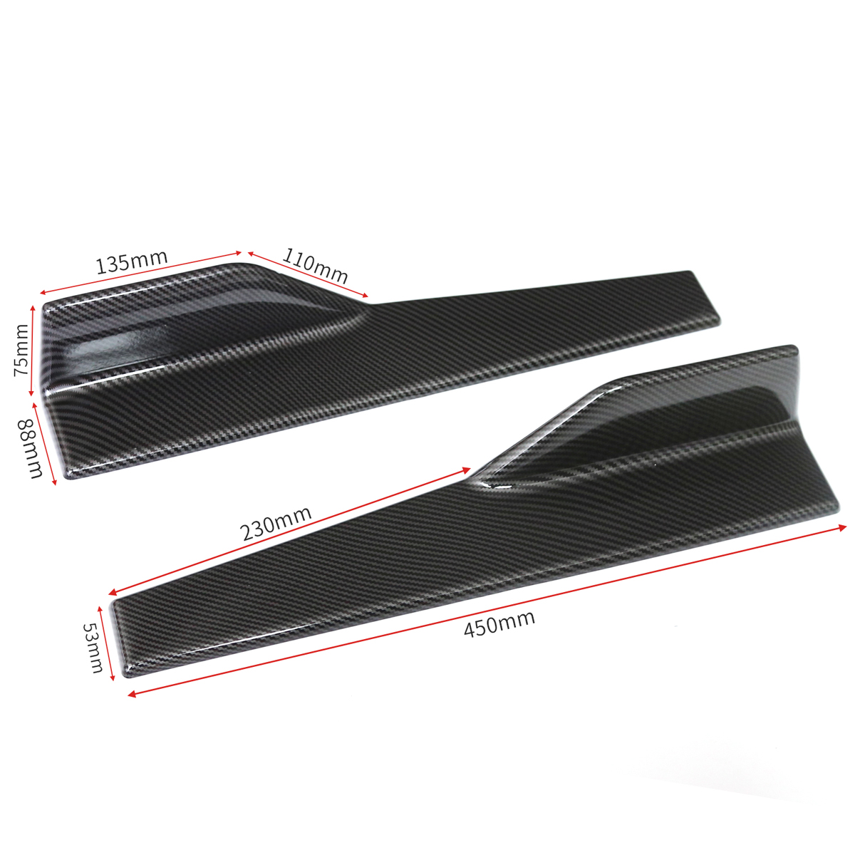 A-Pair-45cm-Carbon-Fiber-Look-Universal-PP-Plastic-Car-Body-Side-Skirt-Diffuser-Winglet-Wings-1496012