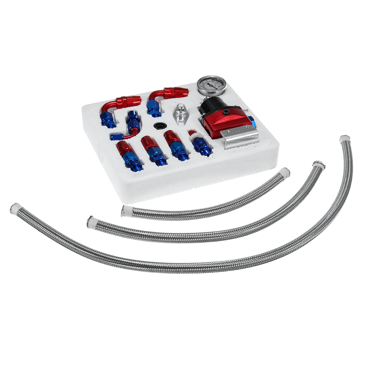 Adjustable-Fuel-Pressure-Regulator-FPR-Kit-Gas-Oil-Pressure-0-100psi-Gauge-6AN-AN6-Line-1550507