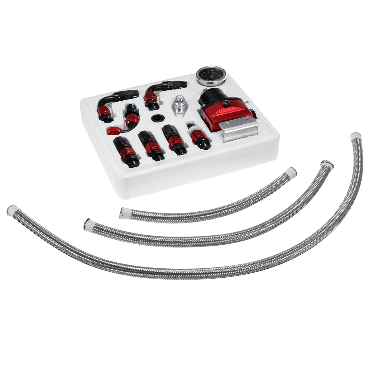 Adjustable-Fuel-Pressure-Regulator-FPR-Kit-Gas-Oil-Pressure-0-100psi-Gauge-6AN-AN6-Line-1550507