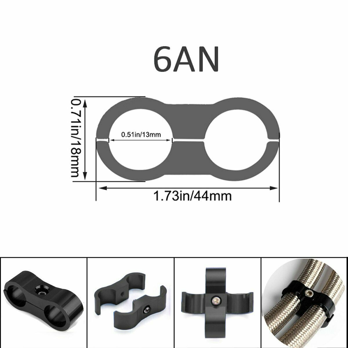 Braided-38-Fuel-Line-6AN-OilGasFuel-Hose-End-Fitting-Hose-Separator-Clamp-Kit-1630279