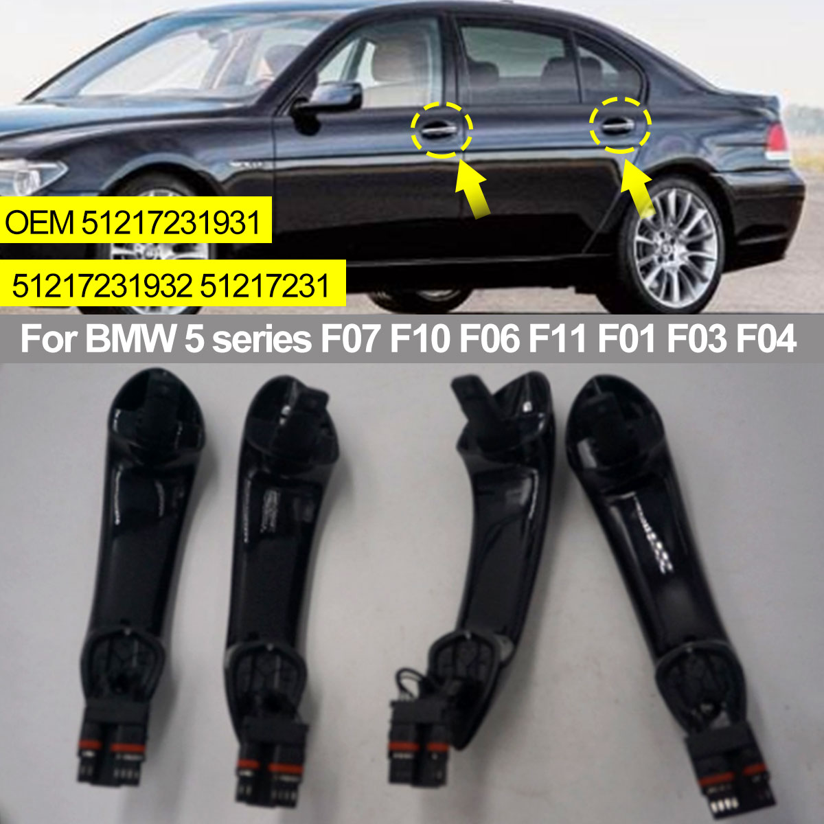 Car-Comfort-Access-Door-Handles-Black-For-BMW-5-Series-F07-F10-F06-F11-F01-F03-F04-1634957