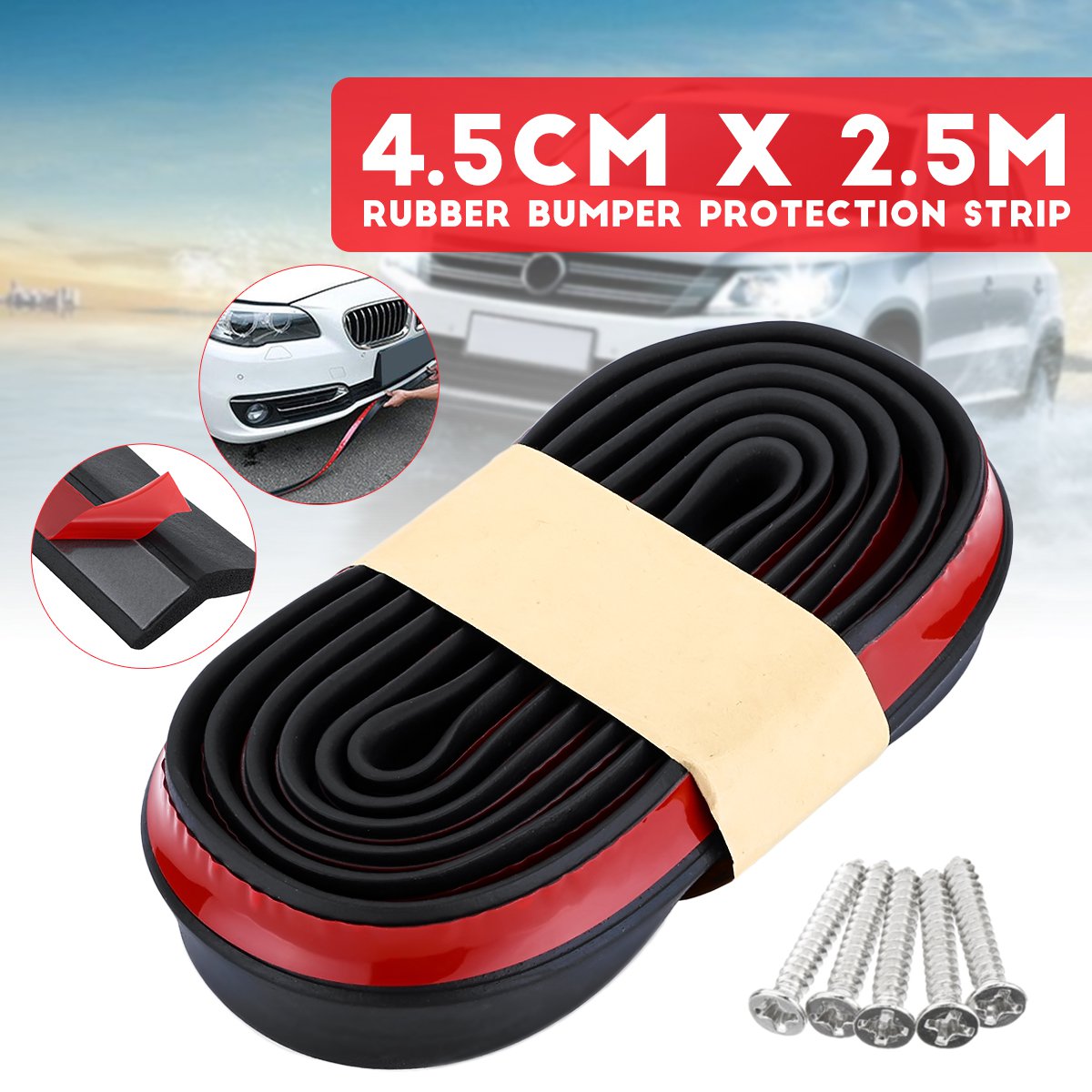 Car-Front-Bumper-Splitter-Protector-Lip-Body-250x45cm-with-5-Screws-1581659