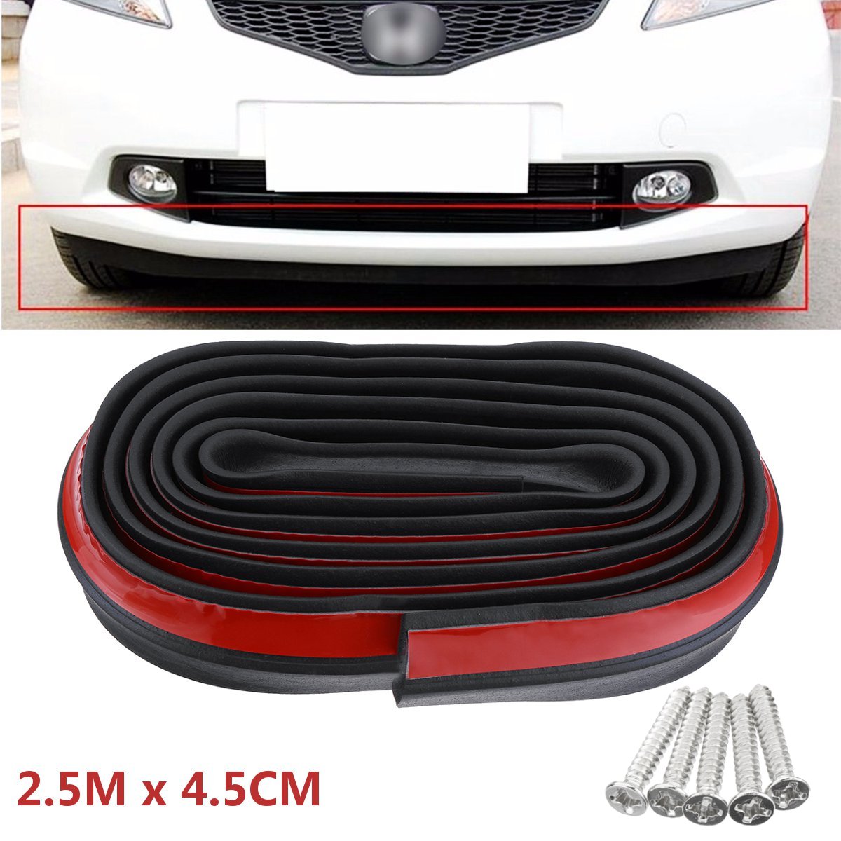 Car-Front-Bumper-Splitter-Protector-Lip-Body-250x45cm-with-5-Screws-1581659