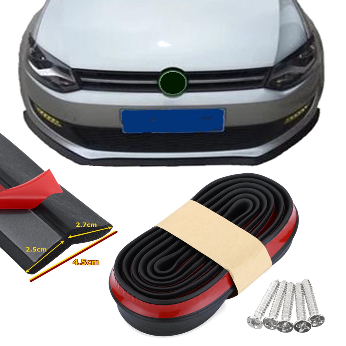 Car-Front-Bumper-Splitter-Protector-Lip-Body-250x45cm-with-5-Screws-1581659