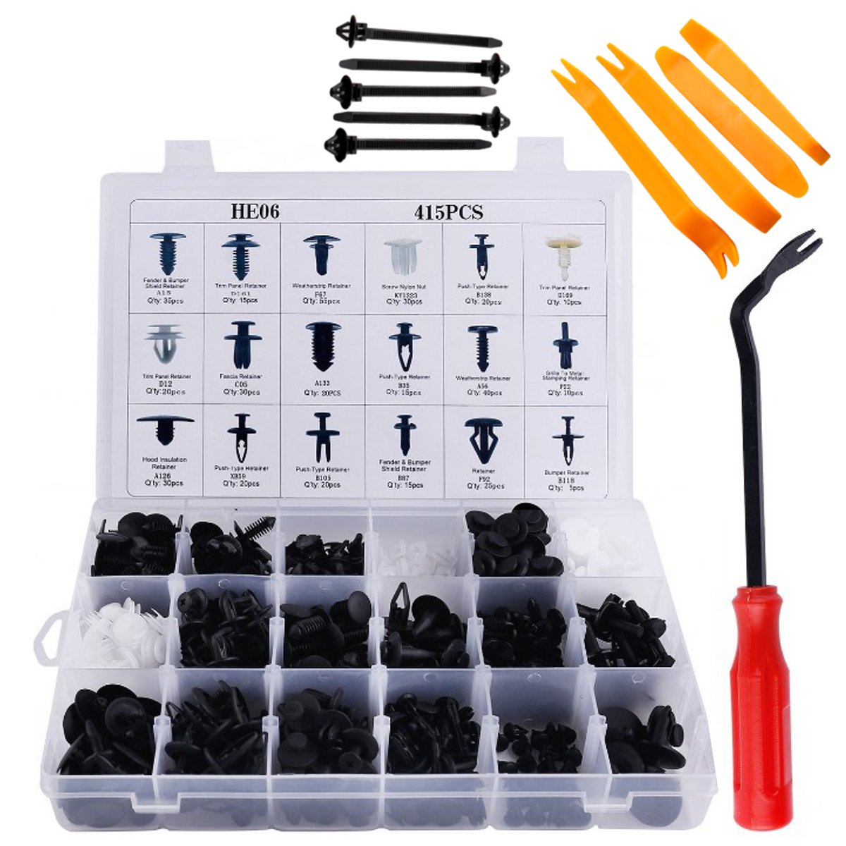 For-Ford-415Pcs-18-Types-Rivets-Retainer-Clip-Trim-Panel-Bumper-Fasteners-Kits-1673095