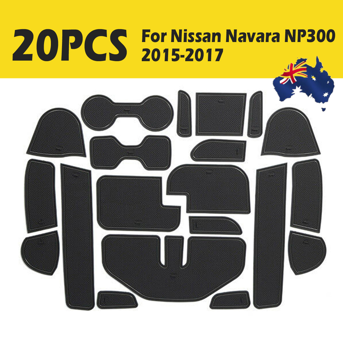 Gate-Slot-Mats-Pad-For-Nissan-Navara-NP300-2015-2017-Non-slip-BLACK-Cup-Holder-1662872