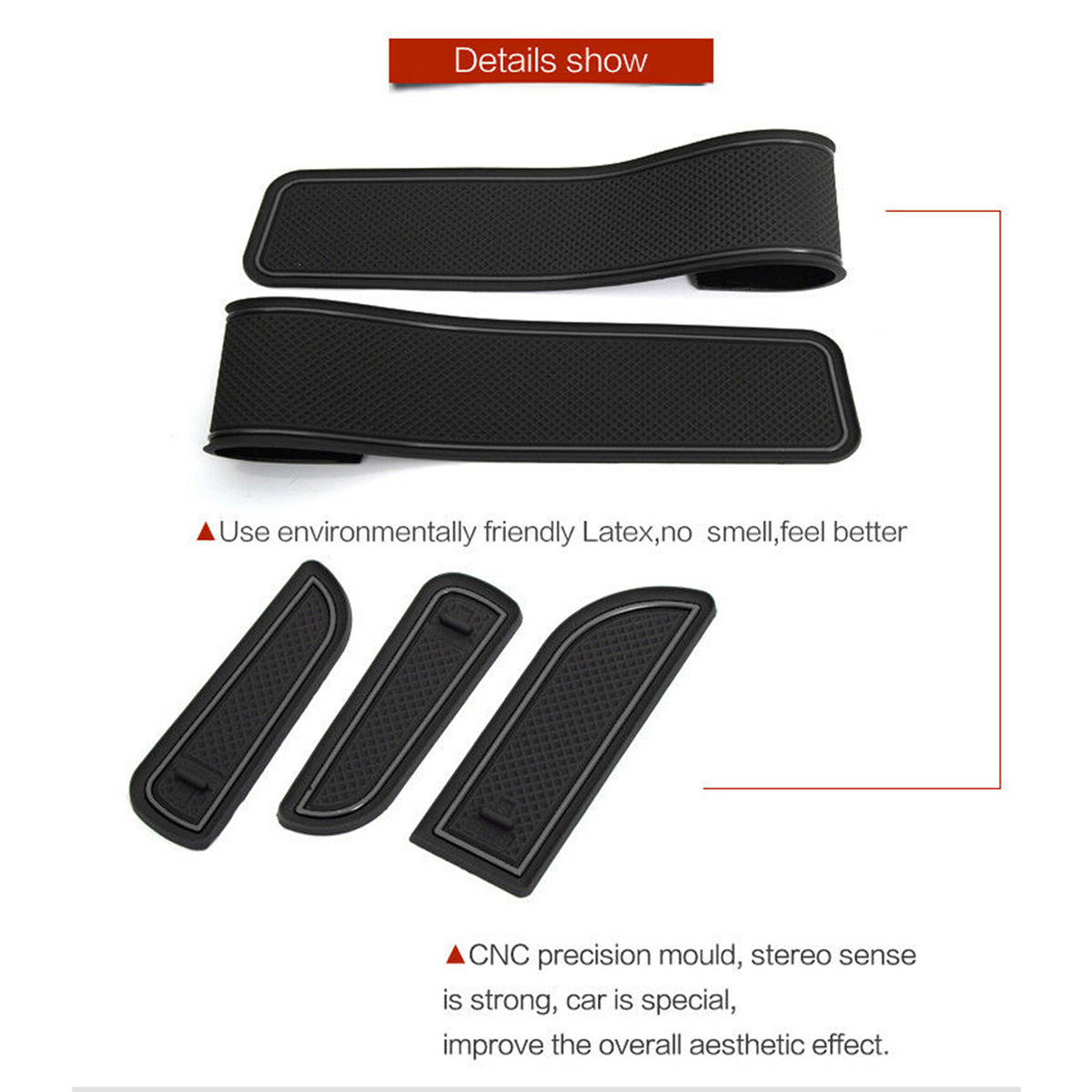 Gate-Slot-Mats-Pad-For-Nissan-Navara-NP300-2015-2017-Non-slip-BLACK-Cup-Holder-1662872