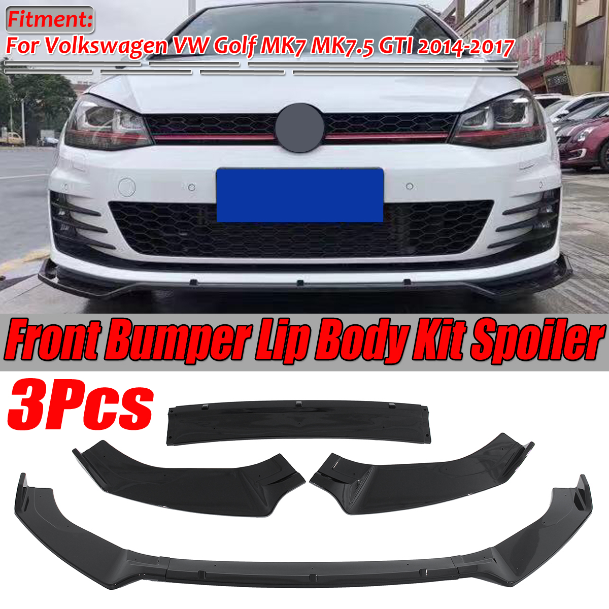 Glossy-Black-Front-Bumper-Protector-Lip-Spoiler-Body-Kit-For-Volkswagen-VW-Golf-MK7-MK75-GTI-2014-20-1635397