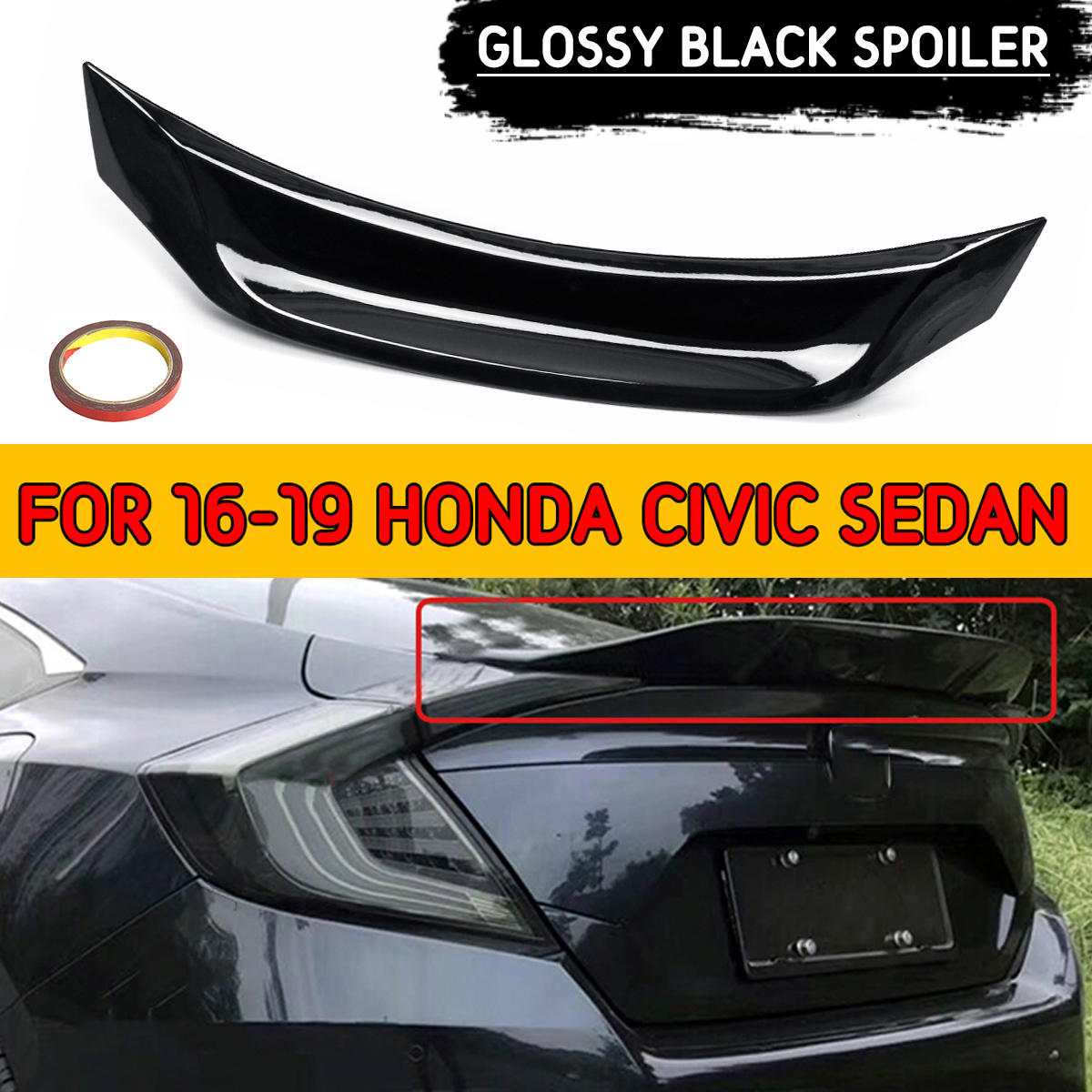 Highkick-Duckbill-Trunk-Car-Wing-Glossy-Black-Spoiler-For-16-19-Honda-Civic-Sedan-V3-1540765