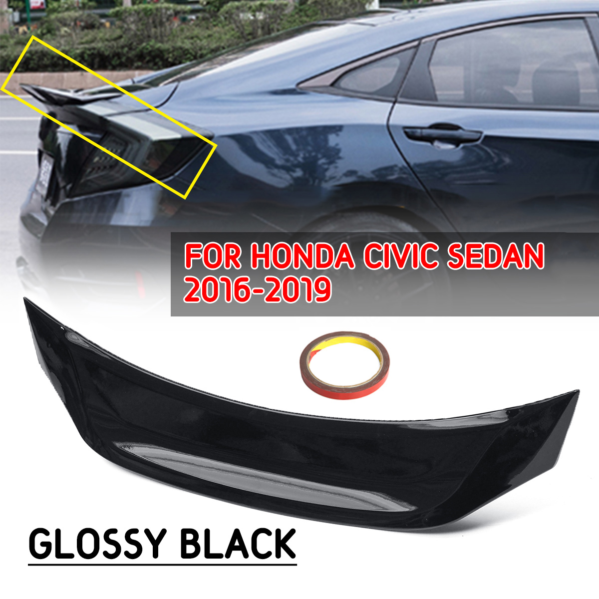 Highkick-Duckbill-Trunk-Car-Wing-Glossy-Black-Spoiler-For-16-19-Honda-Civic-Sedan-V3-1540765