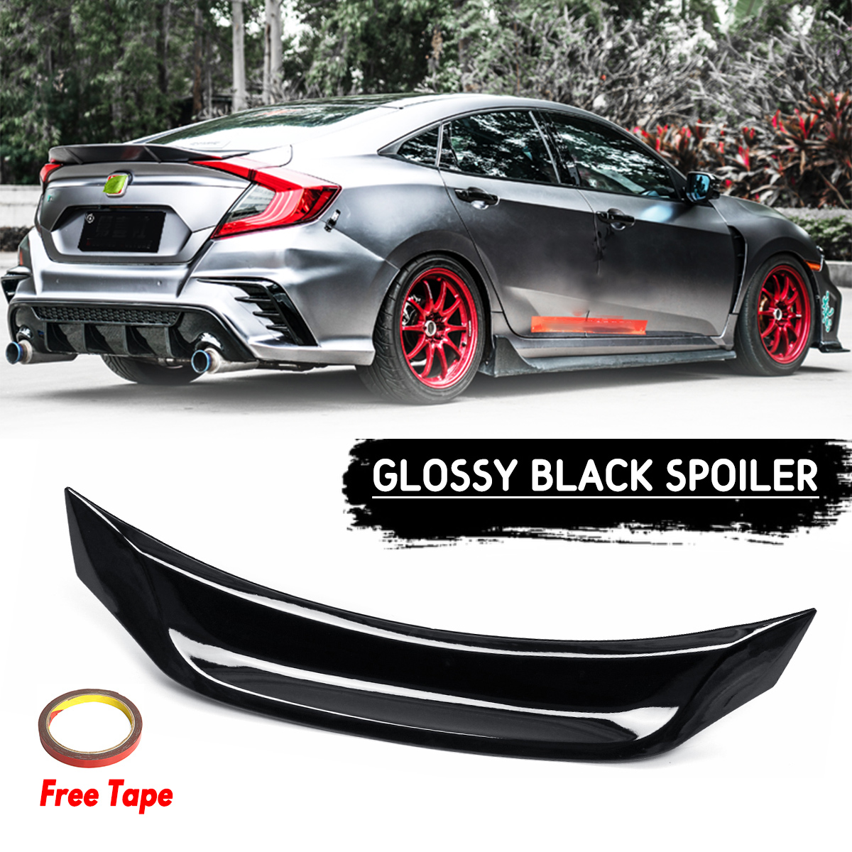 Highkick-Duckbill-Trunk-Car-Wing-Glossy-Black-Spoiler-For-16-19-Honda-Civic-Sedan-V3-1540765