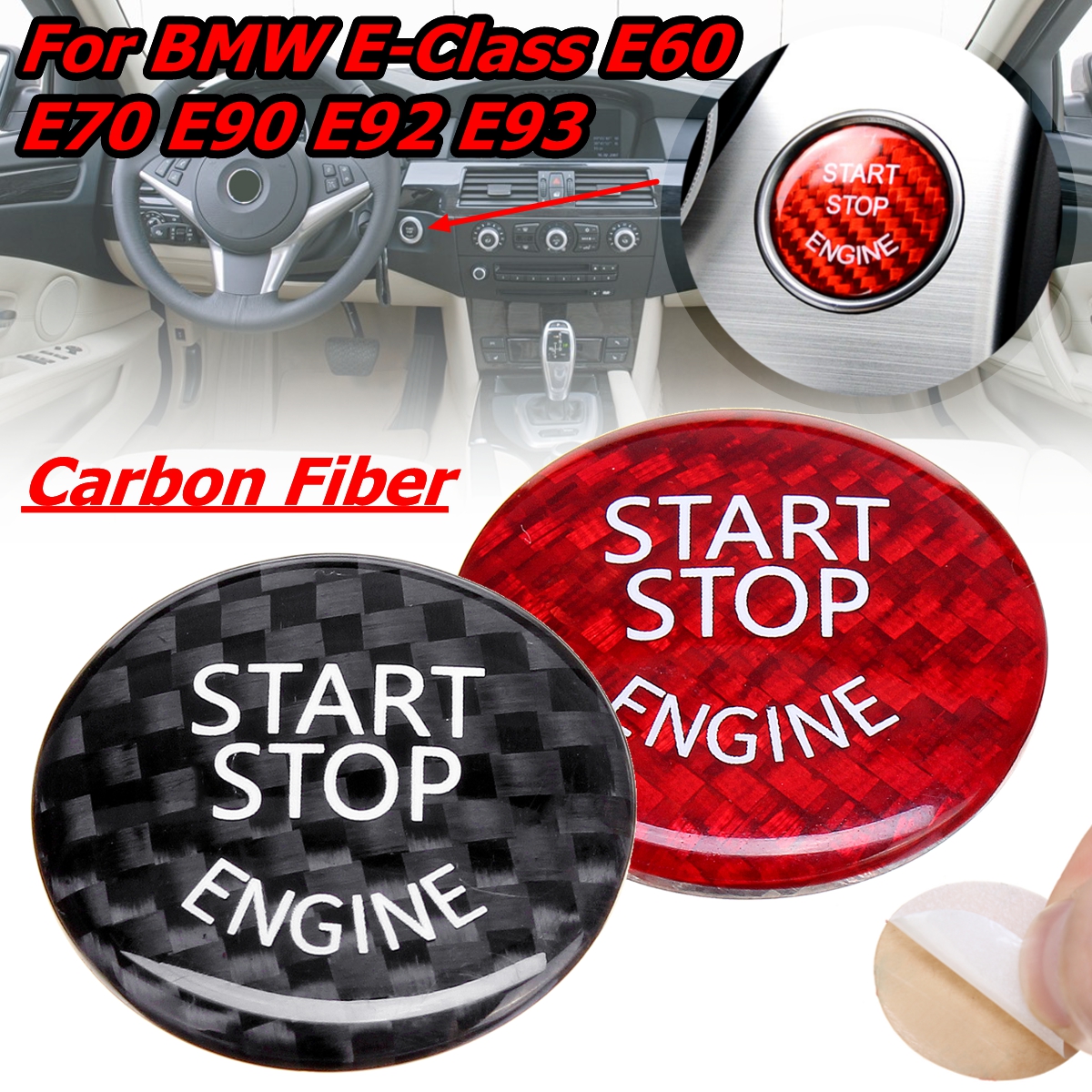 Start-Stop-Engine-Button-Switch-Carbon-Cover-For-BMW-E60-E90-E91-E92-E93-3-Series-1516556