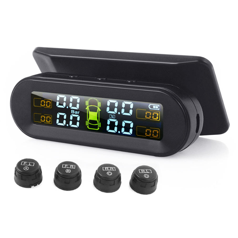 TPMS T10 Car Tire Pressure Monitor ASK External Sensor Wireless Solar USB Charging LCD Real-time Display Waterproof