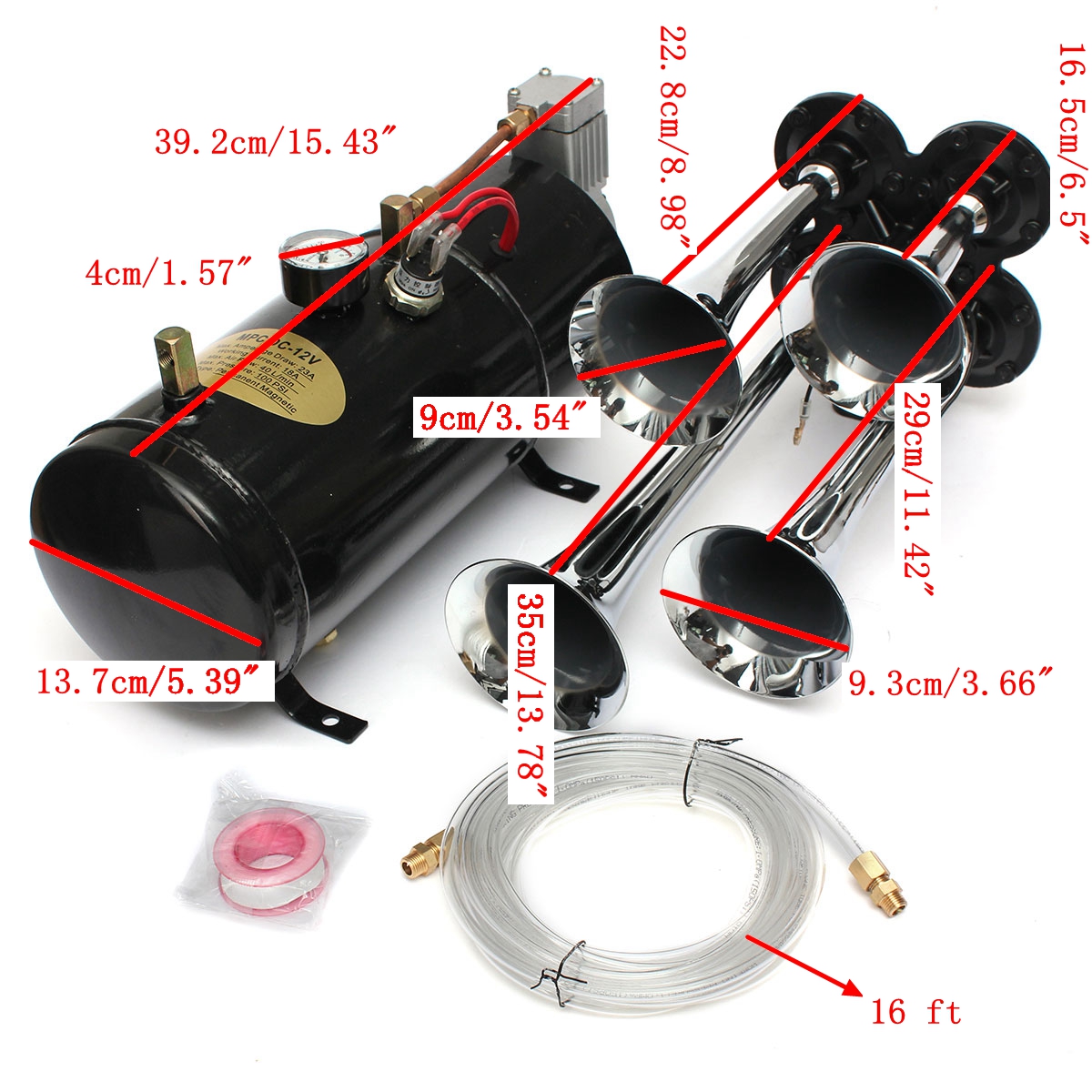 Universal-12V-Motorcycle-Trucks-Boats-Car-Trumpet-Air-Horn-Compressor-Tubing-1370595