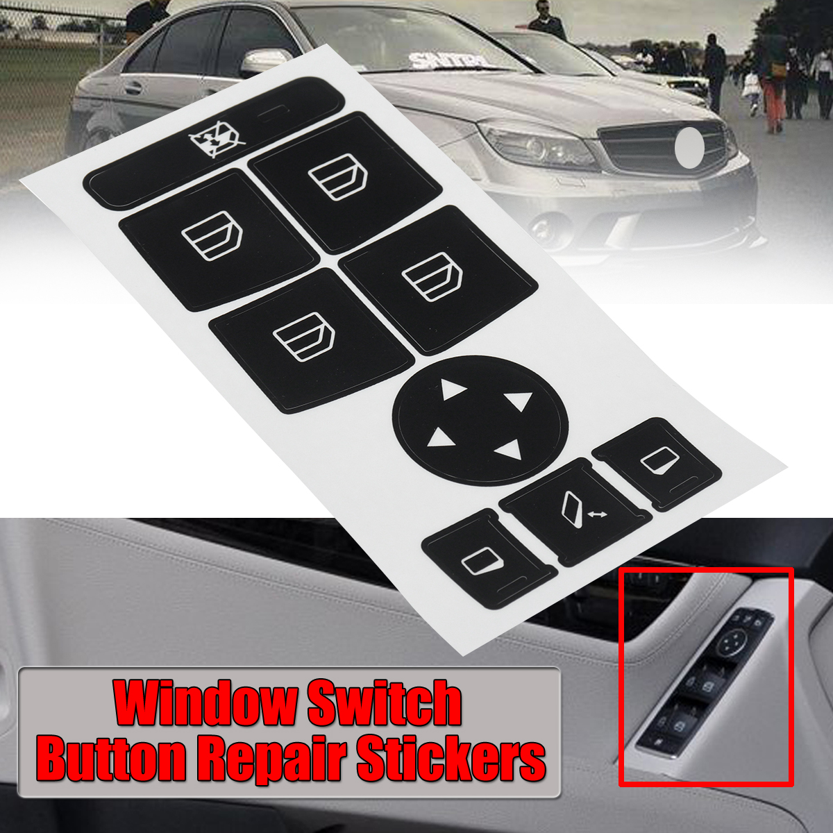 Window-Switch-Button-Repair-Sticker-Decal-For-Mercedes-W204-C-Class-07-14-1708853