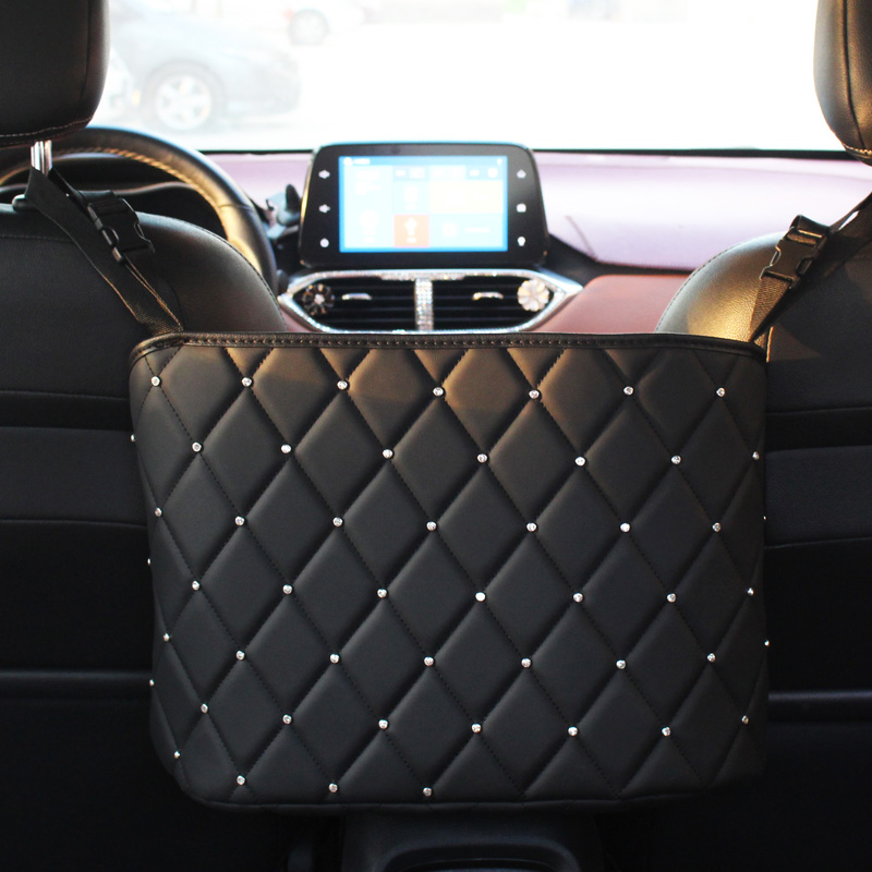 Car-Back-Seat-Organiser-Crystal-Rhinestones-PU-Leather-Tidy-Pocket-Storage-Bag-1771220