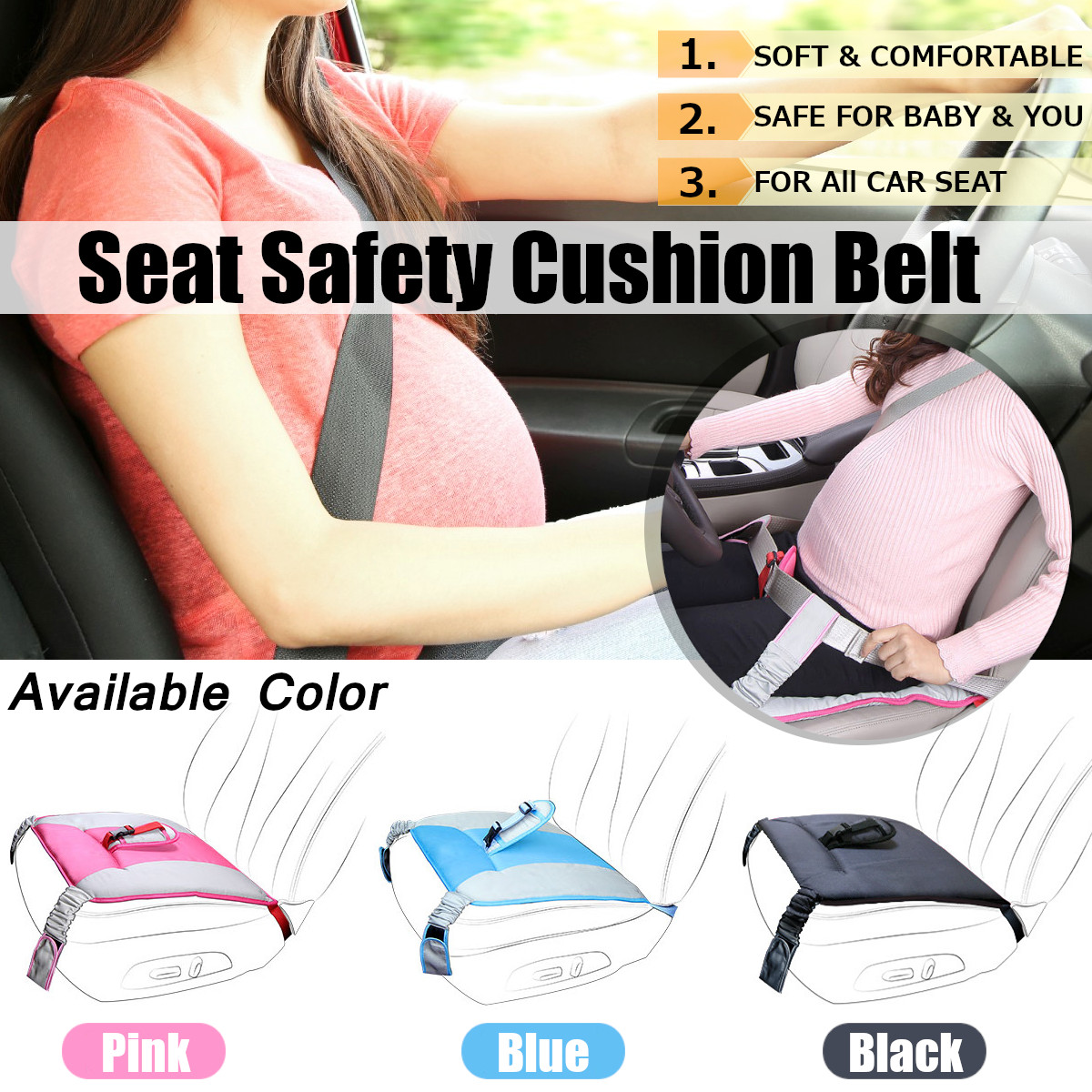 Car-Woman-Driving-Seat-Belt-Safety-Protector-Cushion-Soft-Pad-Universal-1436007