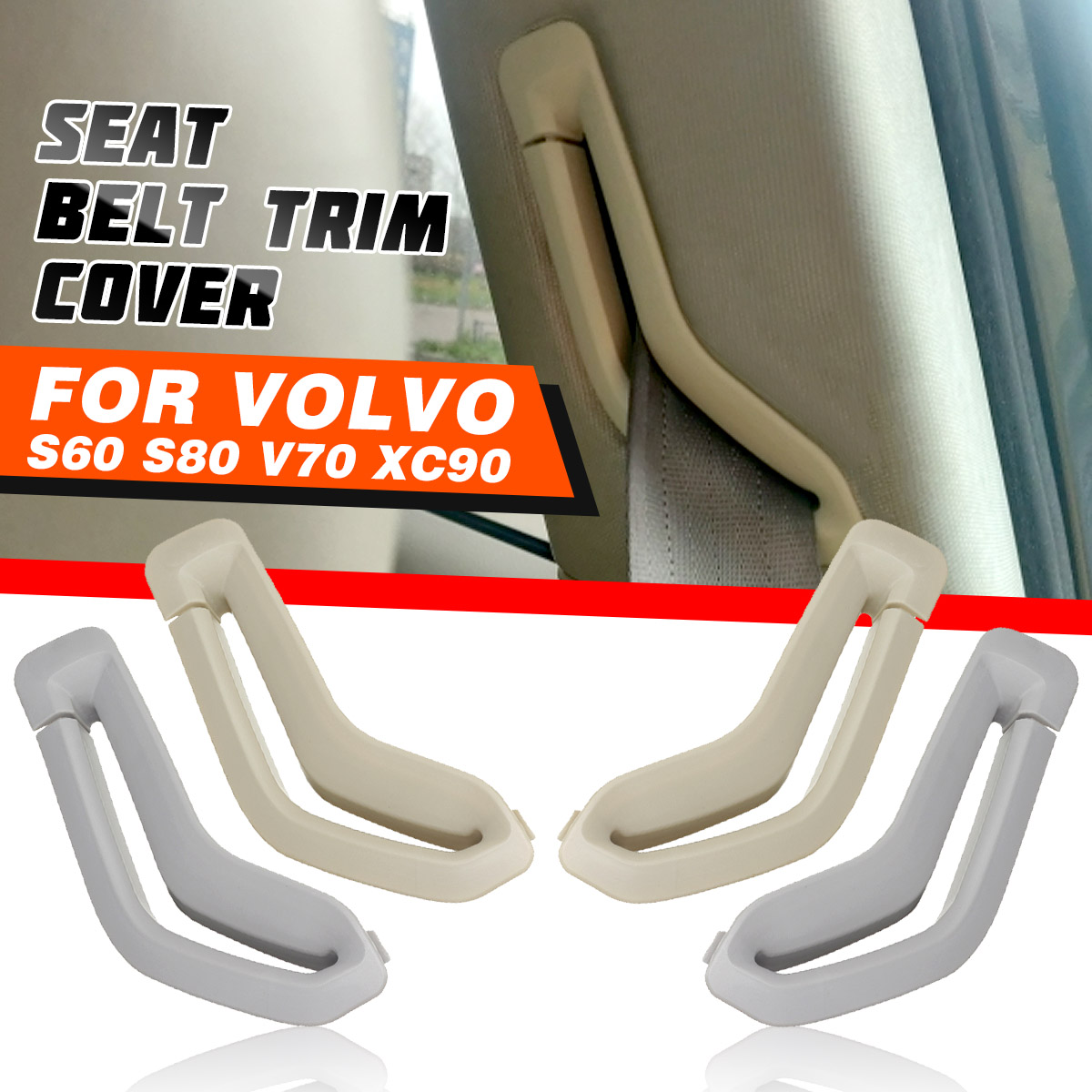 Left--Right-Front-Selector-Gate-Seat-Belt-Trim-Cover-39885877-39885875-For-Volvo-S60-S80-V70-XC90-1806839