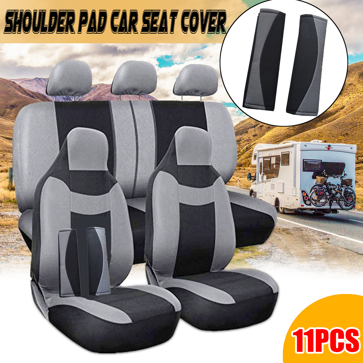 11Pcs-Grey-Car-Seat-Covers-Protectors-Universal-Breathable-Full-Set-Front-1689193