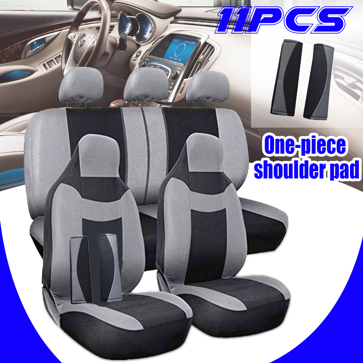 11Pcs-Grey-Car-Seat-Covers-Protectors-Universal-Breathable-Full-Set-Front-1689193