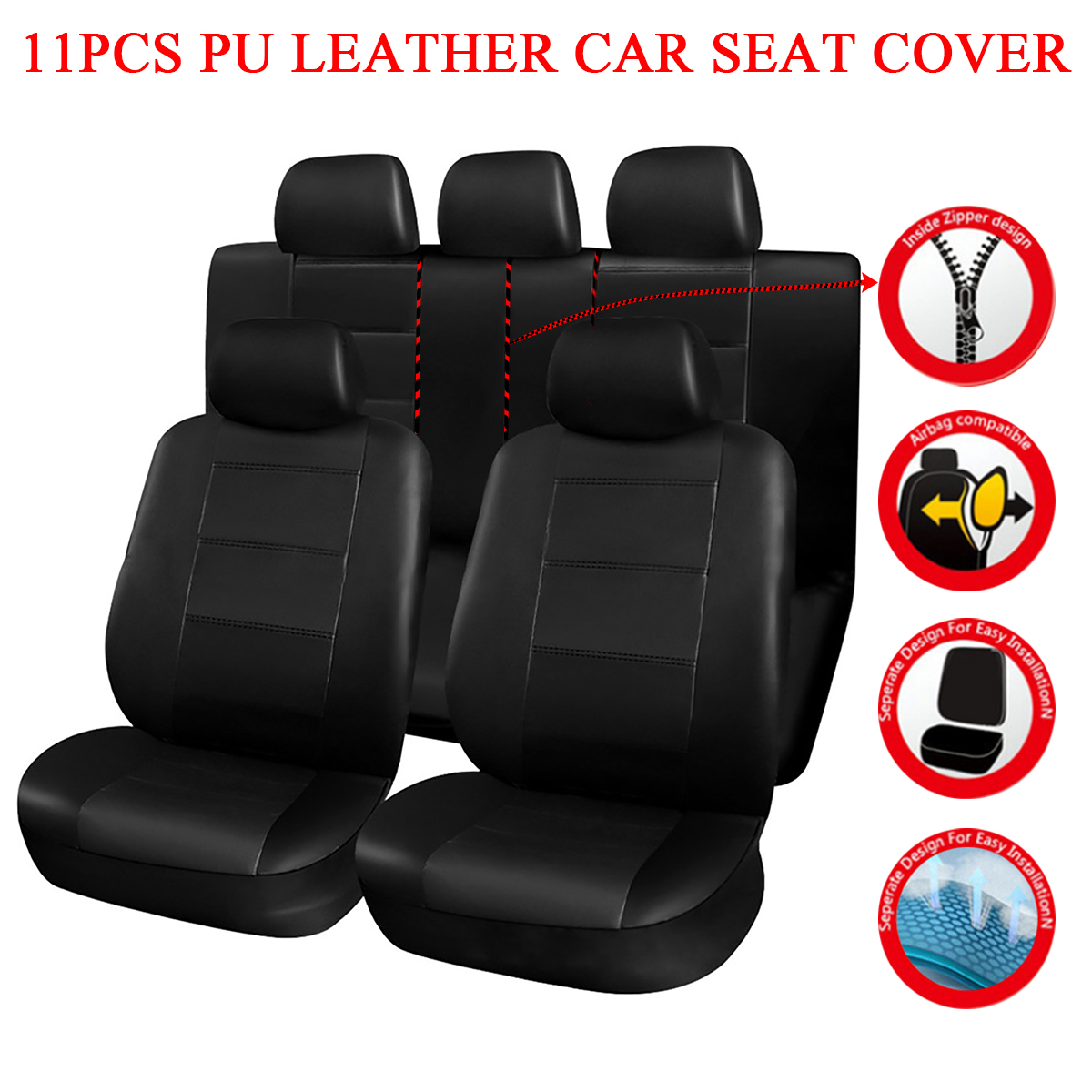 11pcs-Car-Front-Rear-Seat-Cover-Headrest-Protector-Set-PU-Leather-Lock-Uinversal-1663364