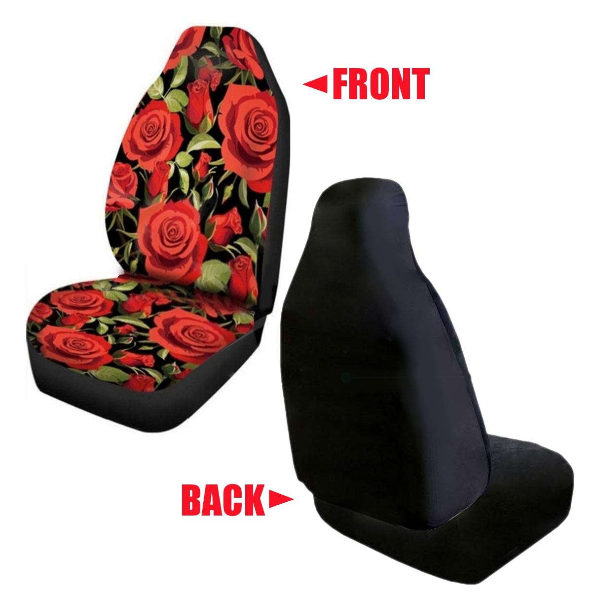 12-PCS-Universal-Car-Front-Seat-Cushion-Cover-Rose-Printed-Full-Protector-1651360