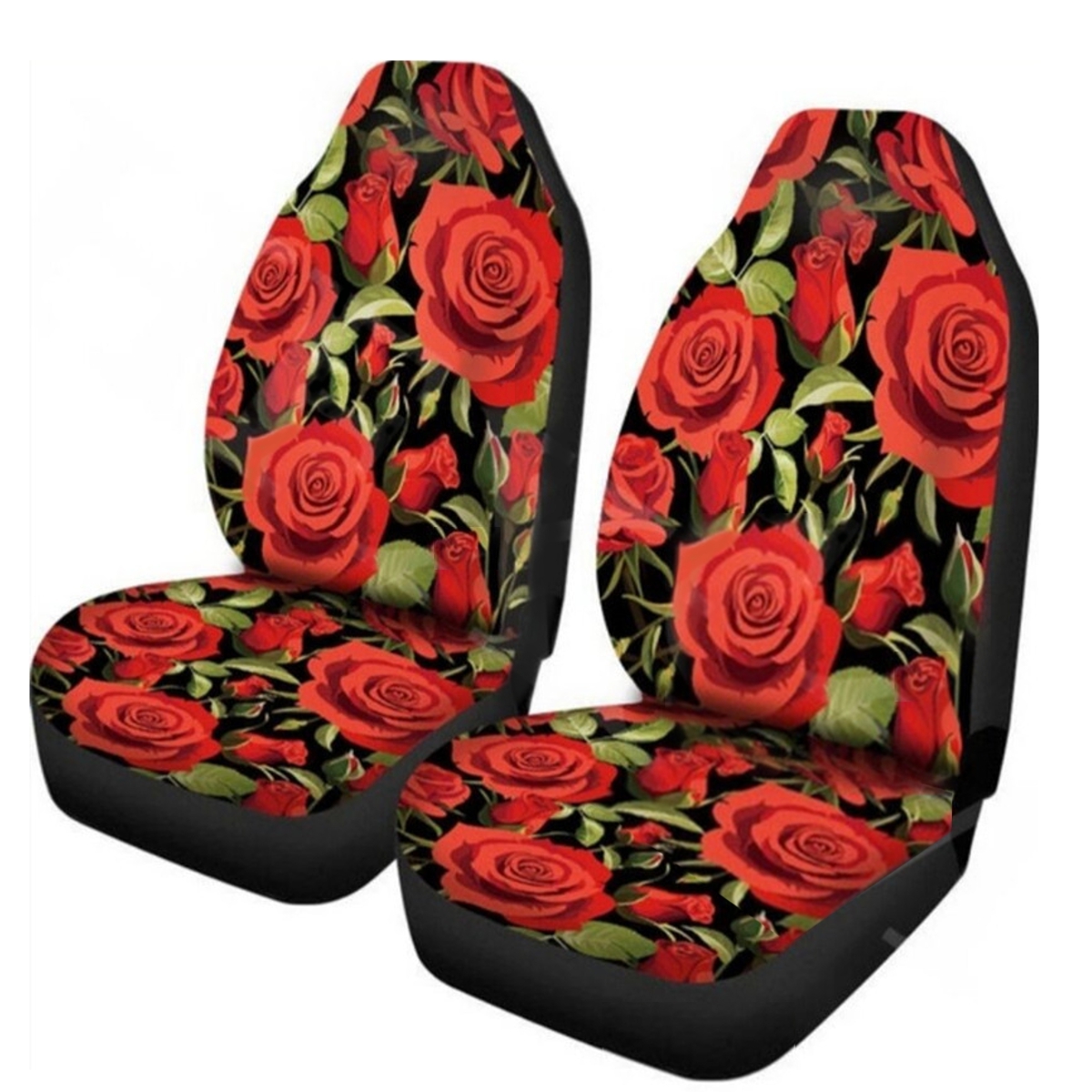 12-PCS-Universal-Car-Front-Seat-Cushion-Cover-Rose-Printed-Full-Protector-1651360