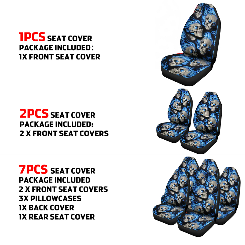 127PCS-Universal-Front-Car-Seat-Cover-Car-Blue-Hair-Skull-Print-1805560