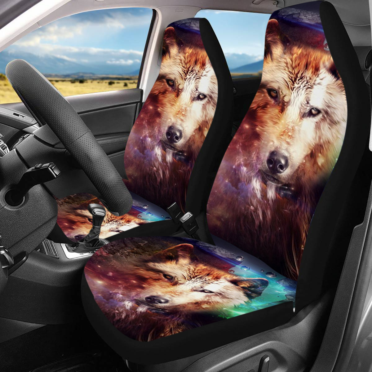 12PCS-Front-Car-Seat-Cover-Protector-Wolf-printed-Non-slip-Universal-1793972