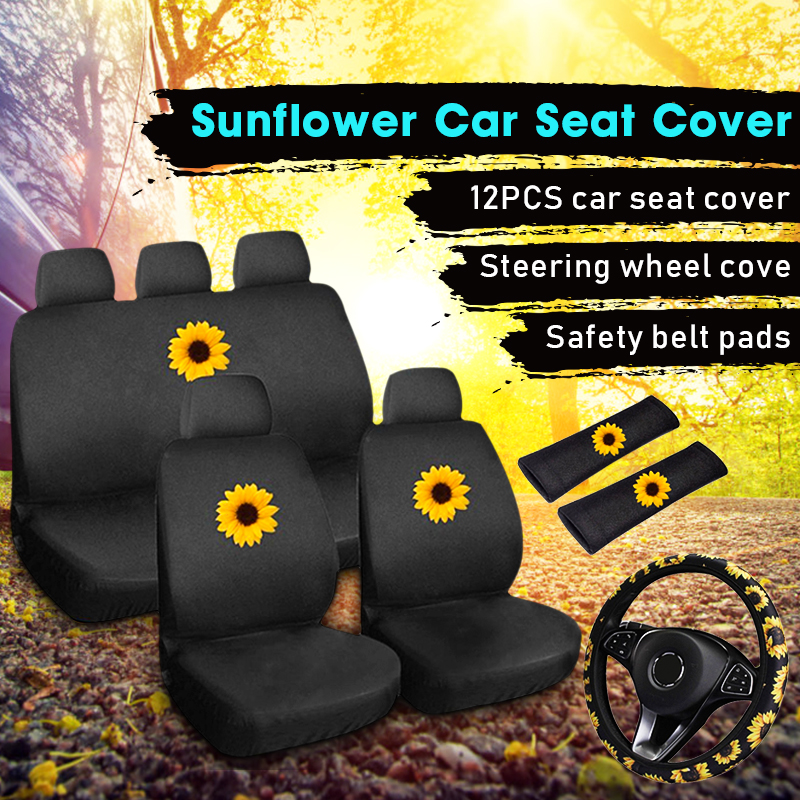 12PCS-Waterproof-Universal-Full-Set-Car-Seat-Covers-Car-Truck-Sunflower-1667831