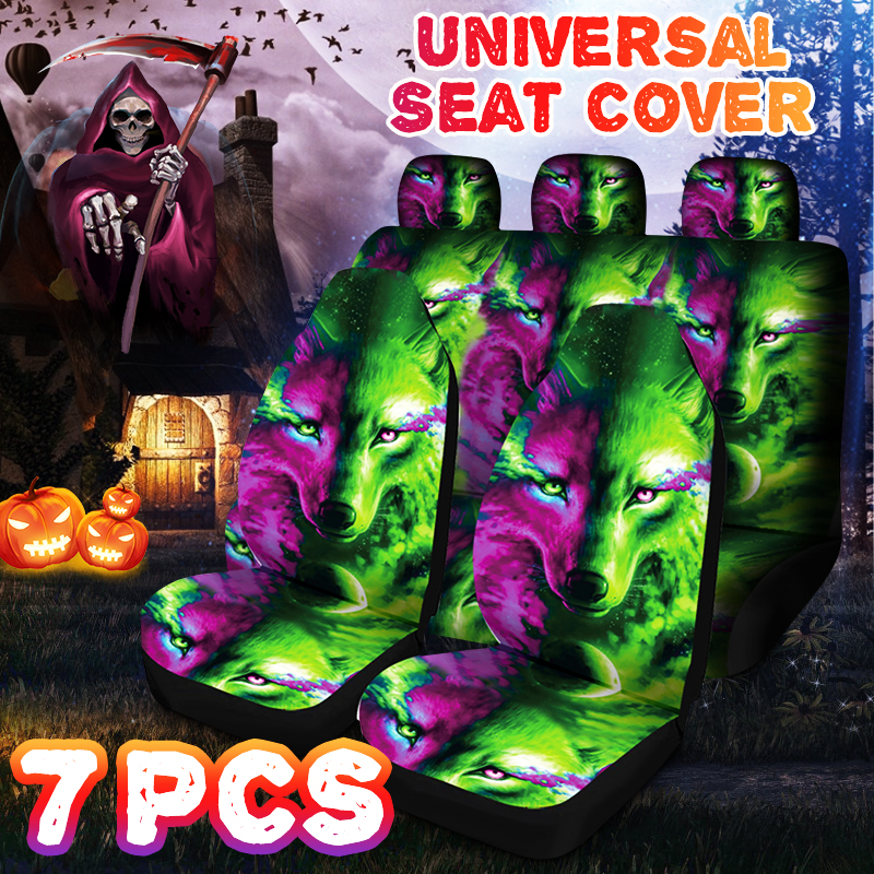 17-PCS-Universal-Car-Seat-Cover-Wolf-Green--Purple-Design-Front--Rear-Protect-1793981